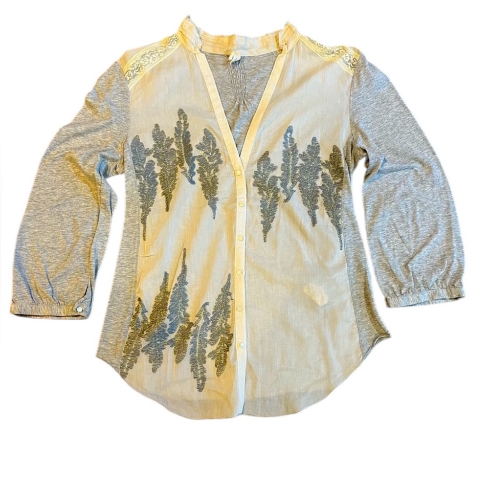 TINY Anthropologie Silk Blend‎ Embroidered Blouse – Size Small